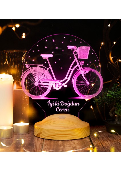 Nostaljik Bisiklet Doğum Günü Hediyesi 3 Boyutlu Led Lamba