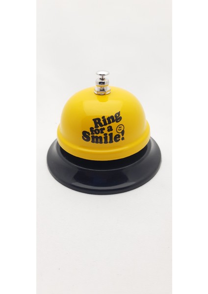 Sarı Renk "ring For A Smile" Yazılı Resepsiyon Masa Zili Model B02