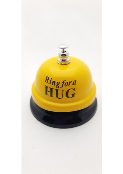 Sarı Renk "ring For Hug" Yazılı Resepsiyon Masa Zili Model K05