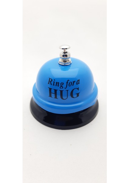 Mavi Renk "ring For Hug" Yazılı Resepsiyon Masa Zili Model K07