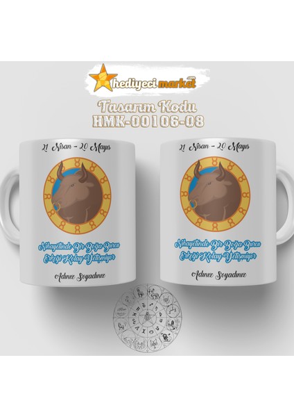 Boğa Burcu Erkeğine Özel Beyaz Kupa Bardak - HMK-00106-08 modelleri