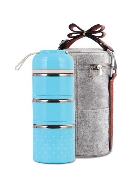 3 Tier Paslanmaz Çelik Lunchbox Yalıtım Gıda Çorbası Konteyner Öğle Yemeği Kutusu Çantası Taşınabilir Açık Bento Sızdırmaz Mutfak 3 Katmanlı | Öğle Yemeği Kutuları (Mavi) (Yurt Dışından)