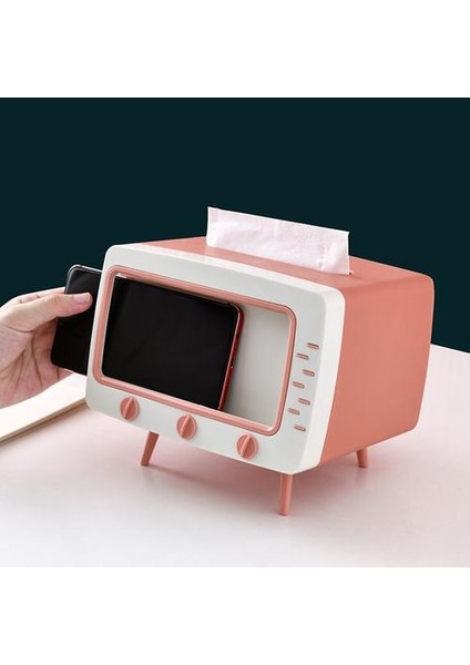 Tv Doku Kutusu Masaüstü Kağıt Tutucu Dağıtıcı Depolama Cep Telefonu Tutucu Doku Kutusu ile Napkin Kılıf Organizatör | Doku Kutuları (Yurt Dışından)