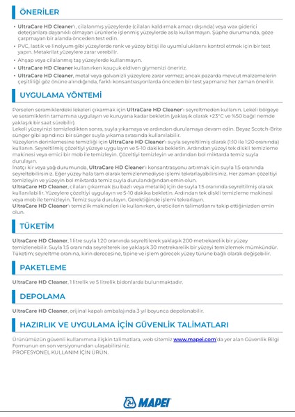 Ultracare Hd Cleaner Konsantre Temizleyici modelleri