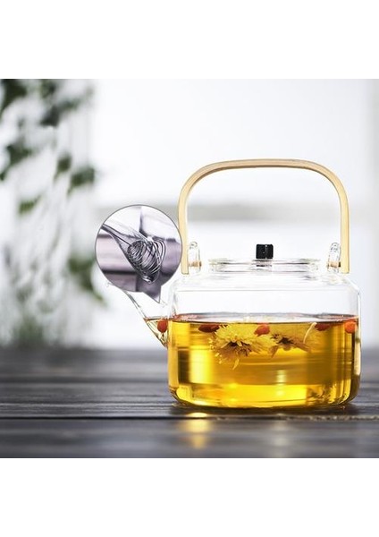 1100 ml Cam Çaydanlıklar Isıya Dayanıklı Patlama Dayanıklı Haşlanmış Çaydanlık Kung Fu Çay Seti Haşlanmış Su Özel Bambu Kolu Kiriş Tenceresi | Çaydanlıklar (Yurt Dışından)