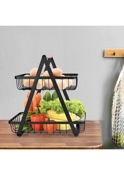 2 Tier Metal Meyve Sepeti Meyve Sebze Için Taşınabilir Mutfak Depolama Tezgah Raf Raf Ev Kozmetik Malzemeler | Çanta ve Amp;sepet (Yurt Dışından) modelleri