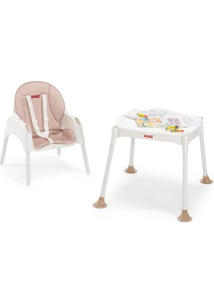 Yummy 3 in 1 Çalışma Masalı Mama Sandalyesi Bej fırsatları