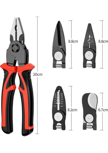 5-Pcs Pense Alet Seti, 5'i 1 Arada Çok Yönlü Alet Kiti, Hat Ustası Pensesi, Tel Sıyırıcı, Sıkma Aletleri, Sac Metal Makası ile fiyatları