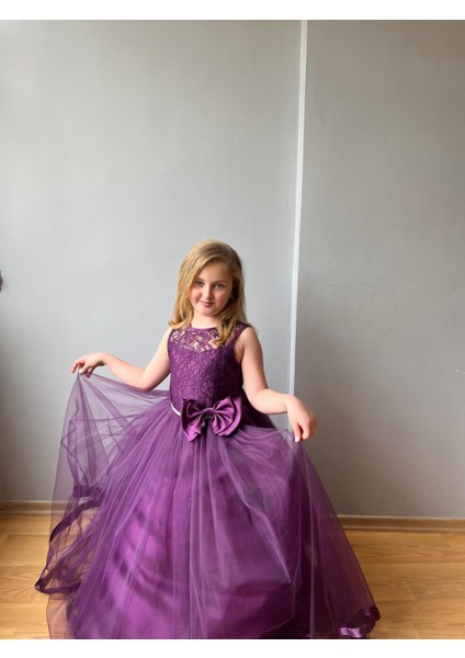 Prenses Model Kız Çocuk Abiye Mor modelleri