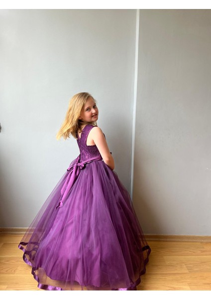Prenses Model Kız Çocuk Abiye Mor fırsatları