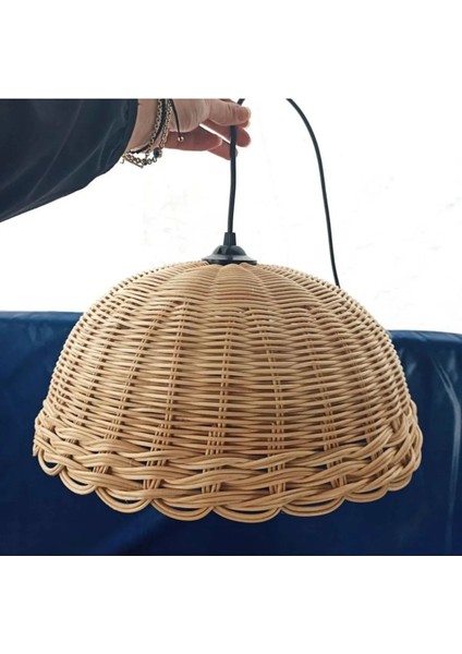 E27 Rattan Bambu Hasır Avize Bej Klasik 35 x 90 Bambu 1