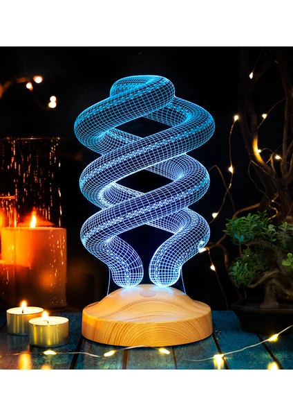 Spiral Şeklinde Gece Lambası, Helezon 3D Led Lamba