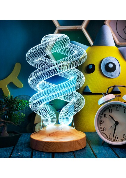 Spiral Şeklinde Gece Lambası, Helezon 3D Led Lamba