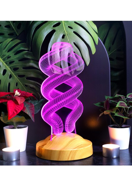 Spiral Şeklinde Gece Lambası, Helezon 3D Led Lamba