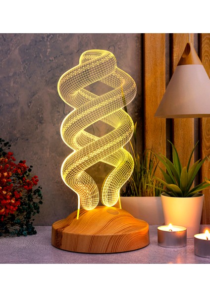 Spiral Şeklinde Gece Lambası, Helezon 3D Led Lamba