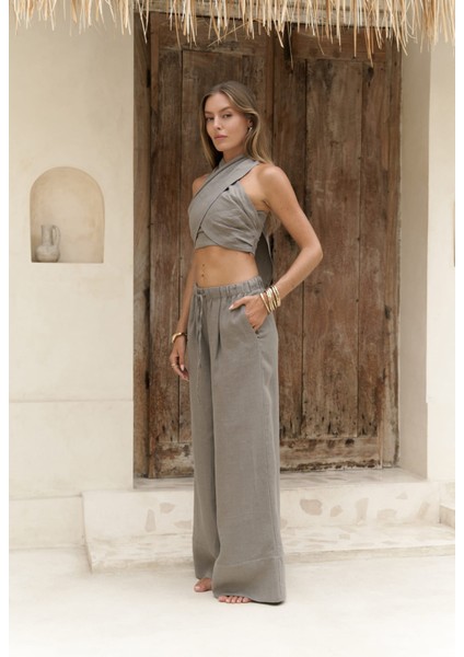 Moira Füme Keten Crop Pantolon Takım