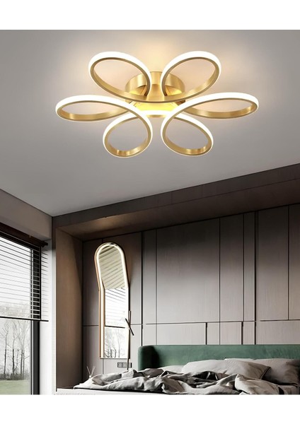 Metal Modern Plafonyer Tavan LED Avize Margarita Ledli Avize Eskitme Gold Bej 1 Modern 50 x 45 E27