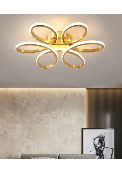 Metal Modern Plafonyer Tavan LED Avize Margarita Ledli Avize Eskitme Gold Bej 1 Modern 50 x 45 E27