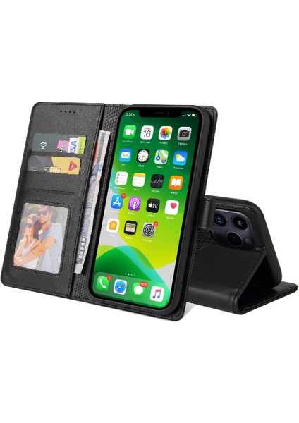 Iphone 14 Için Flip Case Pro Max Premium Deri Premium Deri Iki (Yurt Dışından)