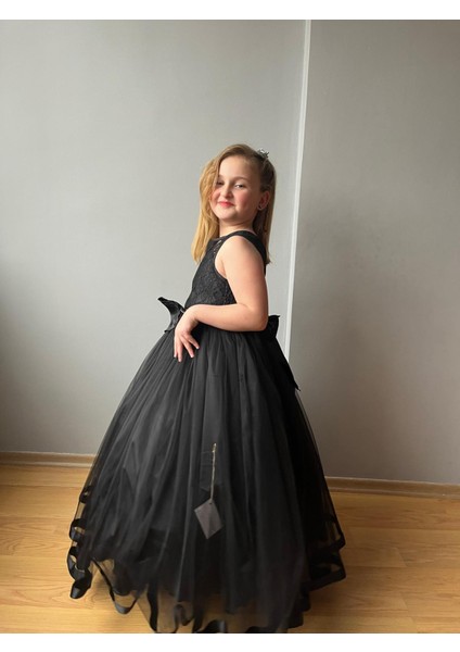 Prenses Model Kız Çocuk Abiye Siyah