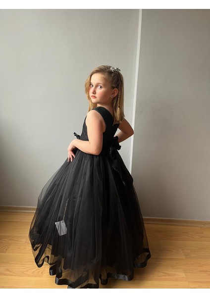 Prenses Model Kız Çocuk Abiye Siyah