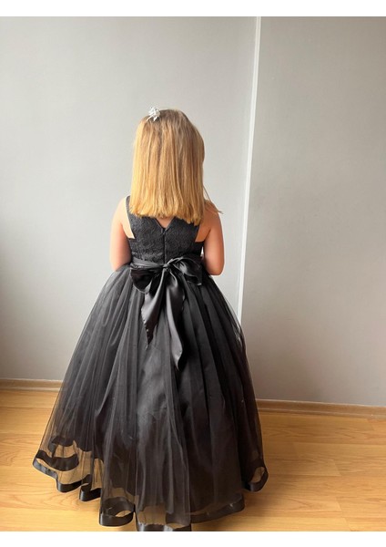 Prenses Model Kız Çocuk Abiye Siyah
