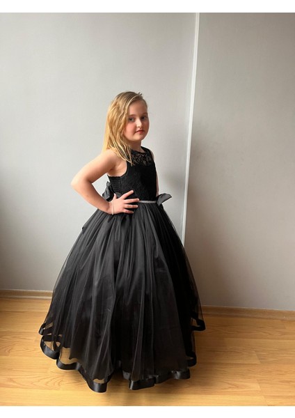 Prenses Model Kız Çocuk Abiye Siyah