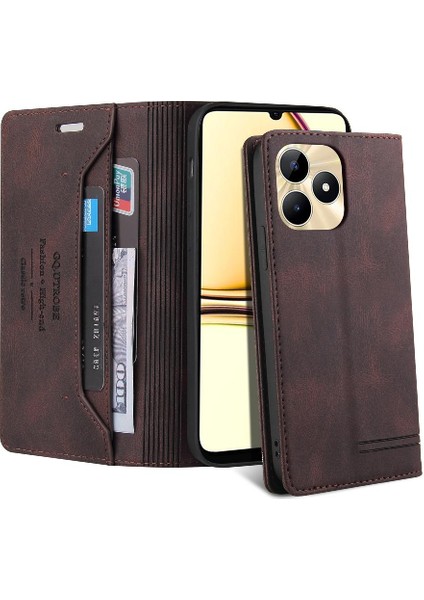 Realme C53 Kickstand Iki Kart Yuvaları Premium Deri Premium Için Kılıf (Yurt Dışından) fırsatları