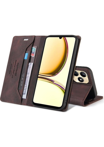 Realme C53 Kickstand Iki Kart Yuvaları Premium Deri Premium Için Kılıf (Yurt Dışından) indirimleri