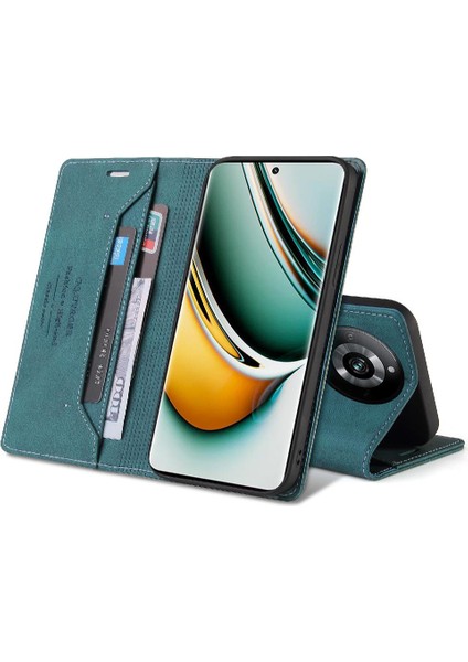 Realme 11 Pro Premium Deri Kickstand Iki Kart Yuvaları Premium Için Kılıf (Yurt Dışından)