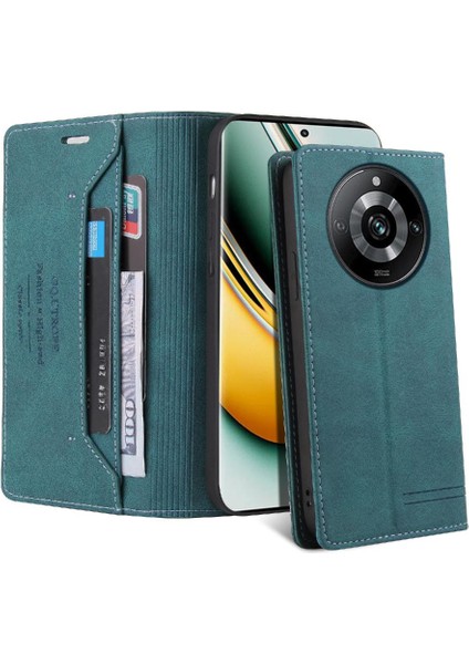 Realme 11 Pro Premium Deri Kickstand Iki Kart Yuvaları Premium Için Kılıf (Yurt Dışından)