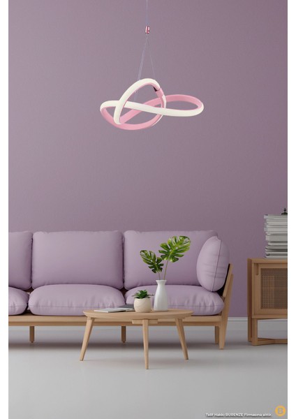 Pembe Modern Tekli Sarkıt Power LED Avize Pembe Beyaz Işık Ledli Çocuk Odası Avize 22 x 60 1 Ledli