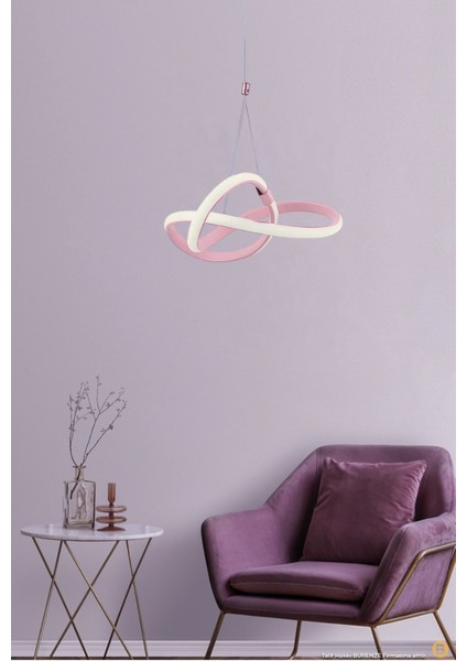 Pembe Modern Tekli Sarkıt Power LED Avize Pembe Beyaz Işık Ledli Çocuk Odası Avize 22 x 60 1 Ledli