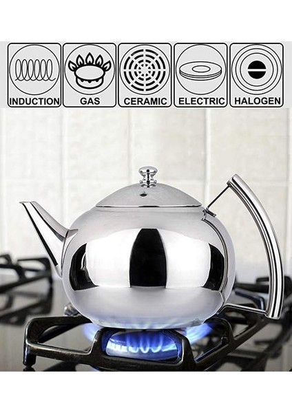 Büyük Kapasiteli Paslanmaz Çelik Çaydanlık Konteyner Kahve Potu Kettle Filtre Restoran Konteyner Home Hotel Cafe Bar Çaydanlık | Çaydanlıklar (1.5l) (Yurt Dışından)