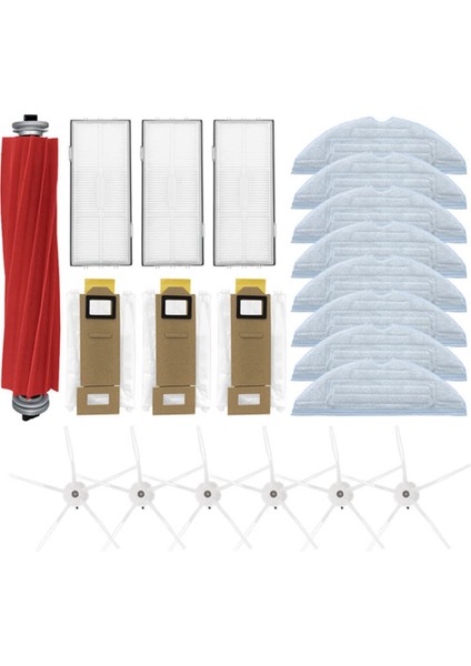 21 Adet Ana Yan Fırça Hepa Filtre Paspas Bezi Toz Torbası Fırçası Xiaomi Roborock S7 T7S Artı Elektrikli Süpürge Parçaları (Yurt Dışından)
