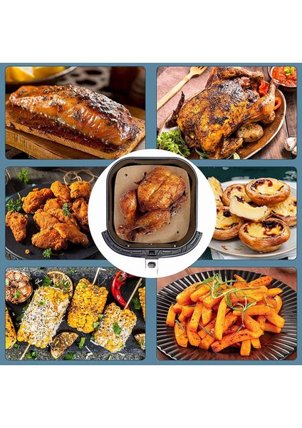 Hava Fritöz Astarı 200 Parça 8.5 Inç Hava Fritöz Parşömen Astar Nefes Fritöz Delikli Parşömen (Yurt Dışından) modelleri