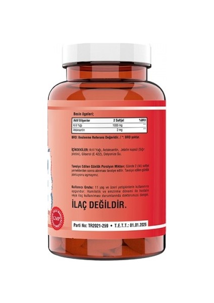 Krill Oil 1000 Mg Astaksantin 2 Mg 90 Softgel + Hap Kutusu modelleri