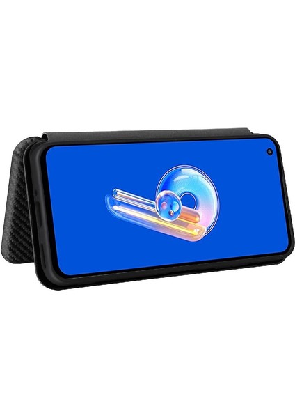 Asus Zenfone 9 Için Kılıf Deri Folio Flip Case Manyetik Karbon Fiber (Yurt Dışından)