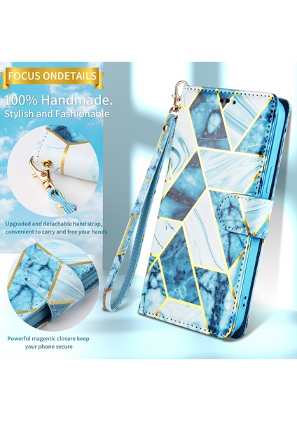 Ile Uyumlu iPhone 15 Plus Premium Mermer Vintage Pu Deri Manyetik Kapatma Kılıfı Kayışlı Kapaklı (Yurt Dışından) fiyatları