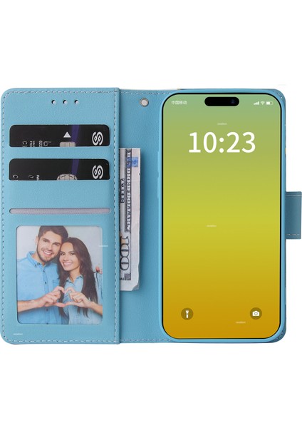 Ile Uyumlu iPhone 15 Plus Premium Mermer Vintage Pu Deri Manyetik Kapatma Kılıfı Kayışlı Kapaklı (Yurt Dışından) modelleri