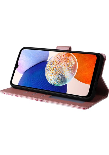 Ile Uyumlu Samsung Galaxy A15 5g Premium Mermer Vintage Pu Deri Manyetik Kapatma Kılıfı Kayışlı Kapaklı (Yurt Dışından)