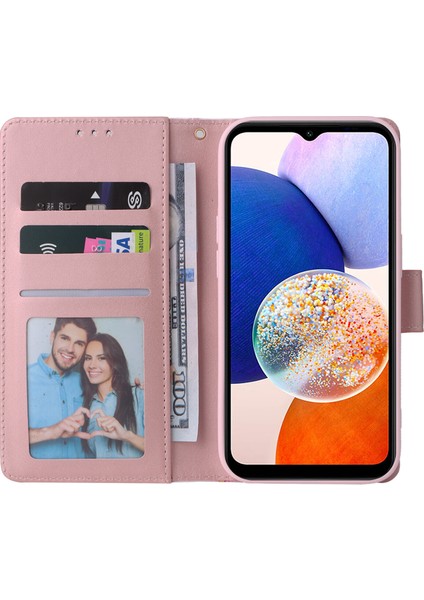 Ile Uyumlu Samsung Galaxy A15 5g Premium Mermer Vintage Pu Deri Manyetik Kapatma Kılıfı Kayışlı Kapaklı (Yurt Dışından)