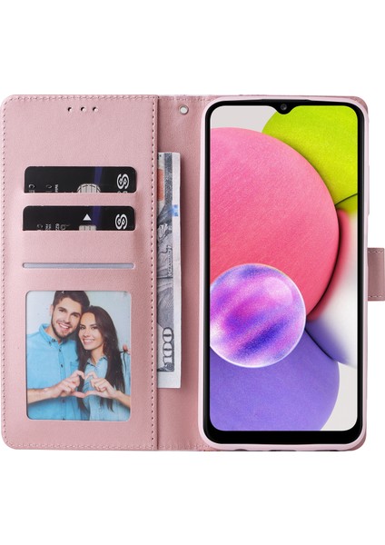 Colorful Shop Ile Uyumlu Samsung Galaxy A03S Premium Mermer Vintage Pu Deri Manyetik Kapatma Kılıfı Kayışlı Kapaklı (Yurt Dışından)