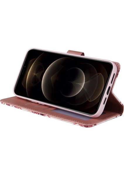 Ile Uyumlu iPhone 12 Pro Max Premium Mermer Vintage Pu Deri Manyetik Kapatma Kılıfı Kayışlı Kapaklı (Yurt Dışından)