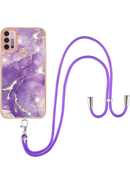 Motoroal Moto G30/G20/G10 Crossbody Kordon Askısı Mermer Tampon Için Kılıf (Yurt Dışından)