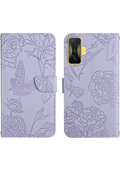 Xiaomi Poco F4 Gt Telefon Kılıfı Için Kılıf Deri Cüzdan Kelebekler ve ile (Yurt Dışından)