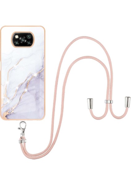 Xiaomi Poco X3 Nfc Anti-Scratch Yumuşak Tampon Mermer Crossbody Için Kılıf (Yurt Dışından)