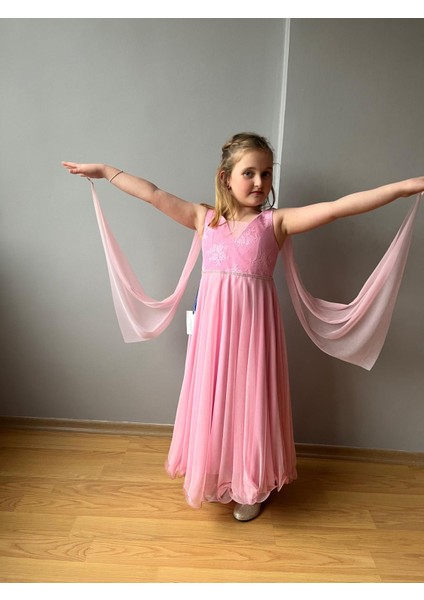 Melek Model Kız Çocuk Abiye Şeker Pembe