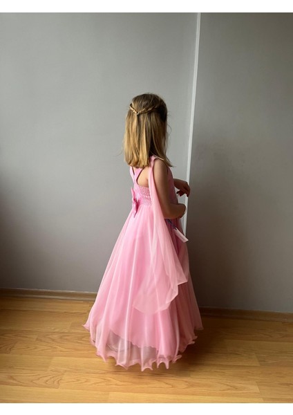 Melek Model Kız Çocuk Abiye Şeker Pembe