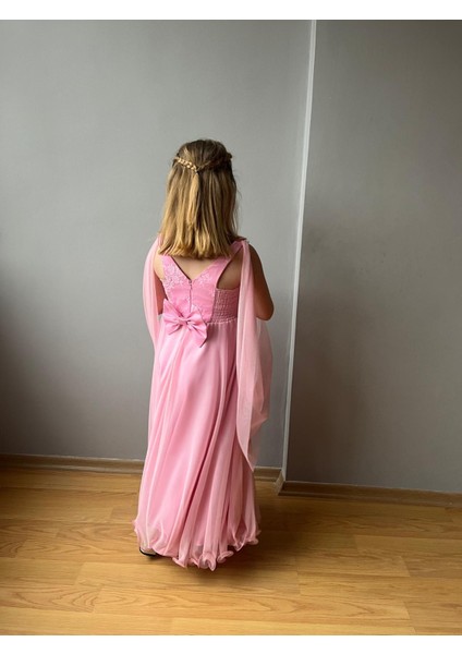 Melek Model Kız Çocuk Abiye Şeker Pembe